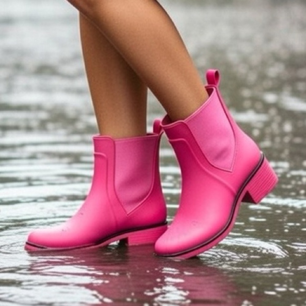 Kate Spade Sedgwick Pink Ankle Rain Boots, Size 7